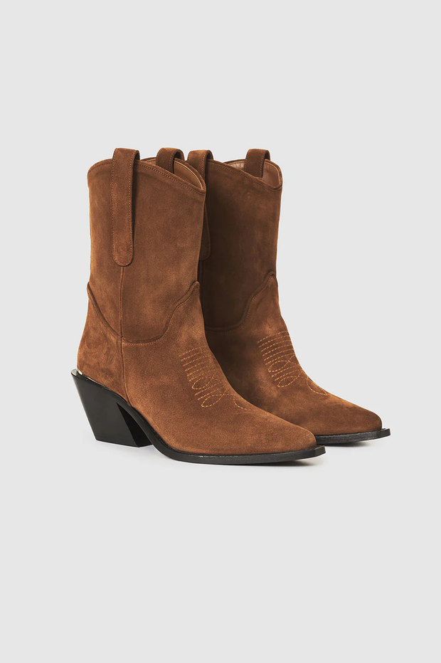 Anine Bing - Mid Tania Boots in Toffee Suede | Blond Genius