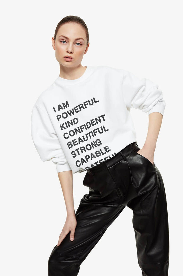 Anine Bing - Ramona Sweatshirt Empowerment in White | Blond Genius