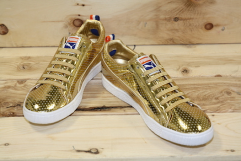 Metallic Gold Puma Clydes with U-Lace