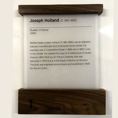 Walnut and Acrylic Interpretation Panel designed by Barrow Signs for Art Gallery or Museum