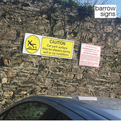 Warning and disclaimer signage installed by barrow signs