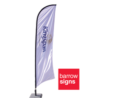Feather and Teardrop Shaped printed flags from www.barrowsigns.com