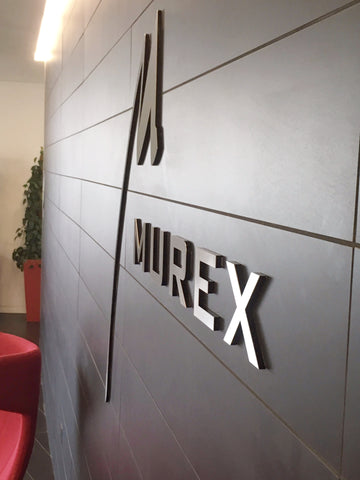 Brushed stainless steel and acylic lettering at Murex, Dublin installed by Barrow Signs 