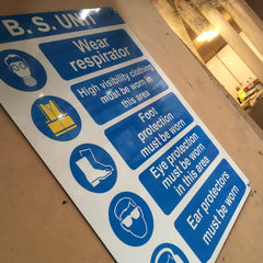 Aluminium Warning Sign at a warehouse in Co Dublin supplied and installed by www.barrowsigns.com