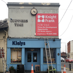 8ft Square sign fitted for Knight Frank at Kiely's of Donnybrook by Barrow Signs