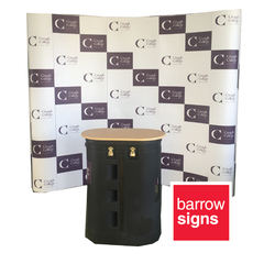 Pop-Up Display wall - ideal signage for trade shows and exhibitions. Available online from www.barrowsigns.com