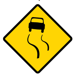 Slippery Surface Road Sign