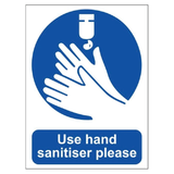 Use Hand Sanitiser sign or label available from www.signsonline.ie