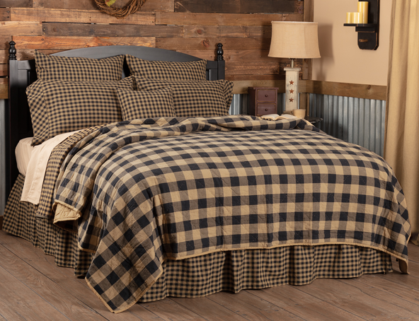 Black Check Twin Quilted Coverlet 68wx86l Allysons Place