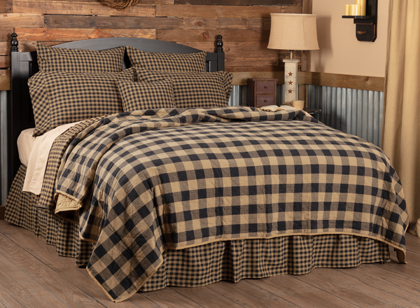 Black Check Queen Quilted Coverlet 90wx90l Allysons Place