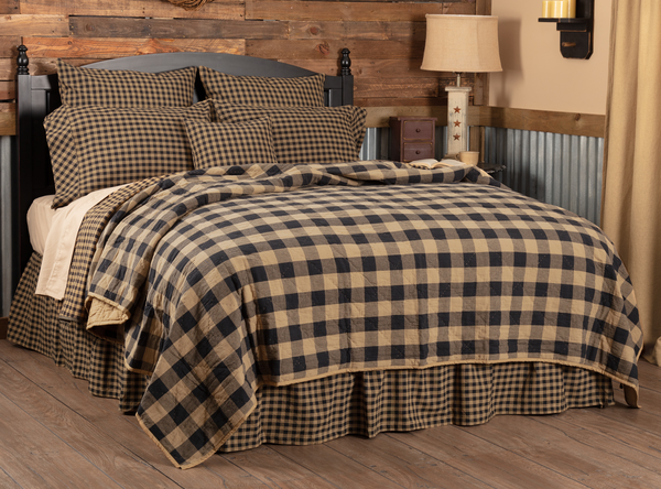 Black Check King Quilted Coverlet 105wx95l Allysons Place