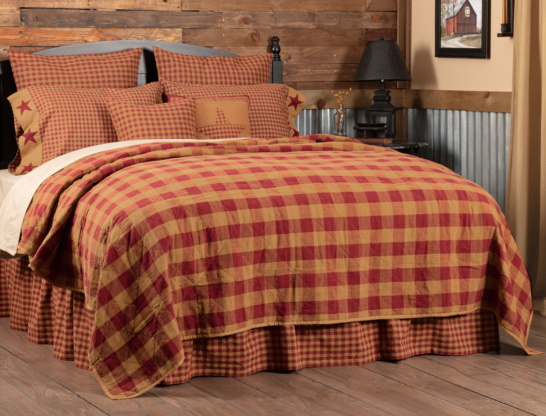 Burgundy Check Twin Quilted Coverlet 68wx86l Allysons Place