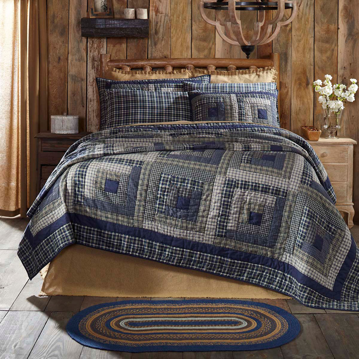 solid navy blue quilt