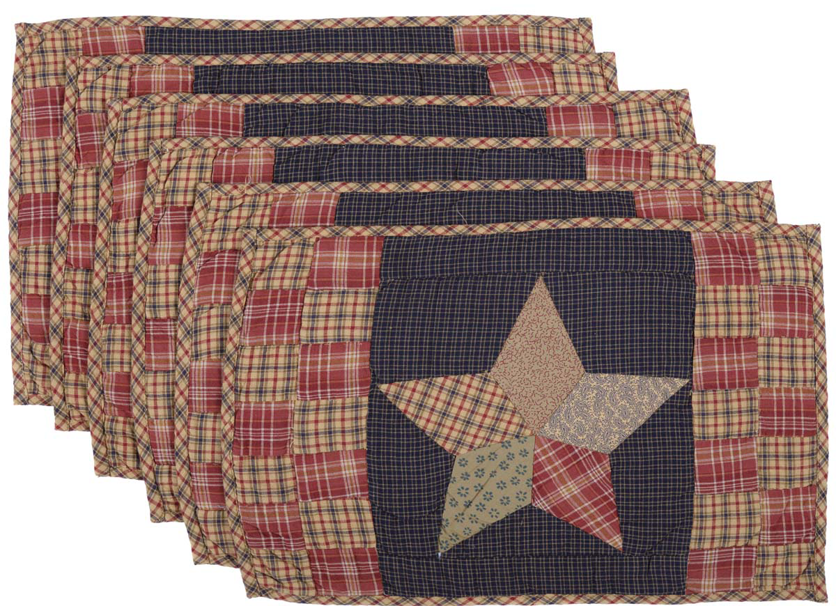 Arlington Placemat Quilted Patchwork Star Set Of 6 12x18