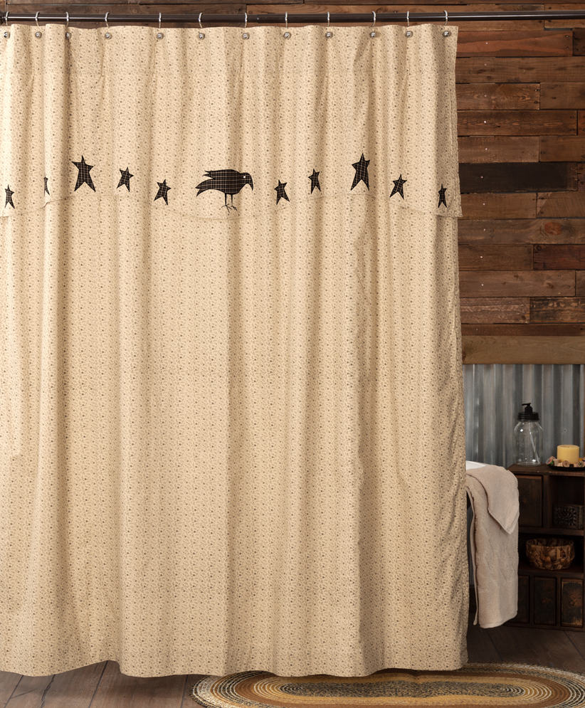 Kettle Grove Shower Curtain With Attached Applique Crow And Star Valan Allysons Place