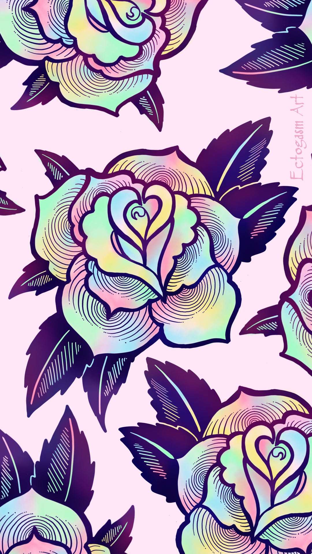 Psychedelic Rose Phone Wallpaper - Free Digital Download - Ectogasm