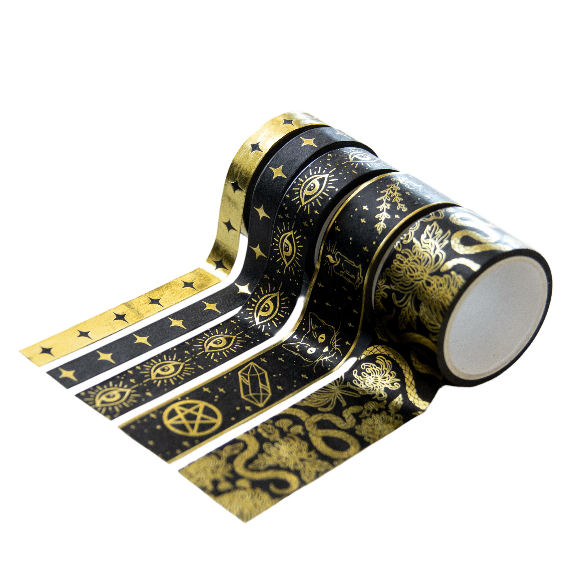 Ectogasm  Witchy Washi Tape in Black and Gold - 5 Pack