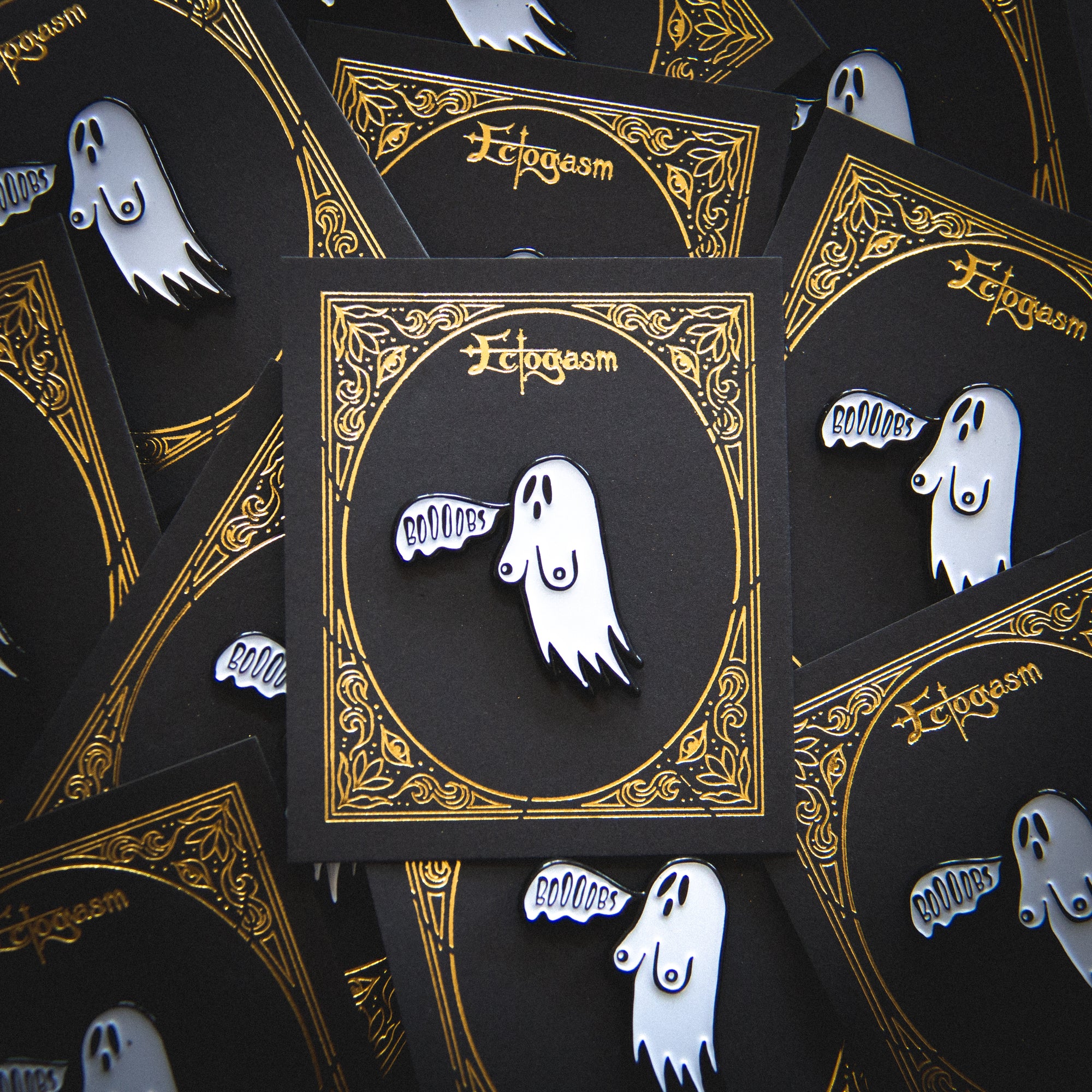 Boobs: Funny Ghost Goth Fashion Halloween Enamel Pin - Becca