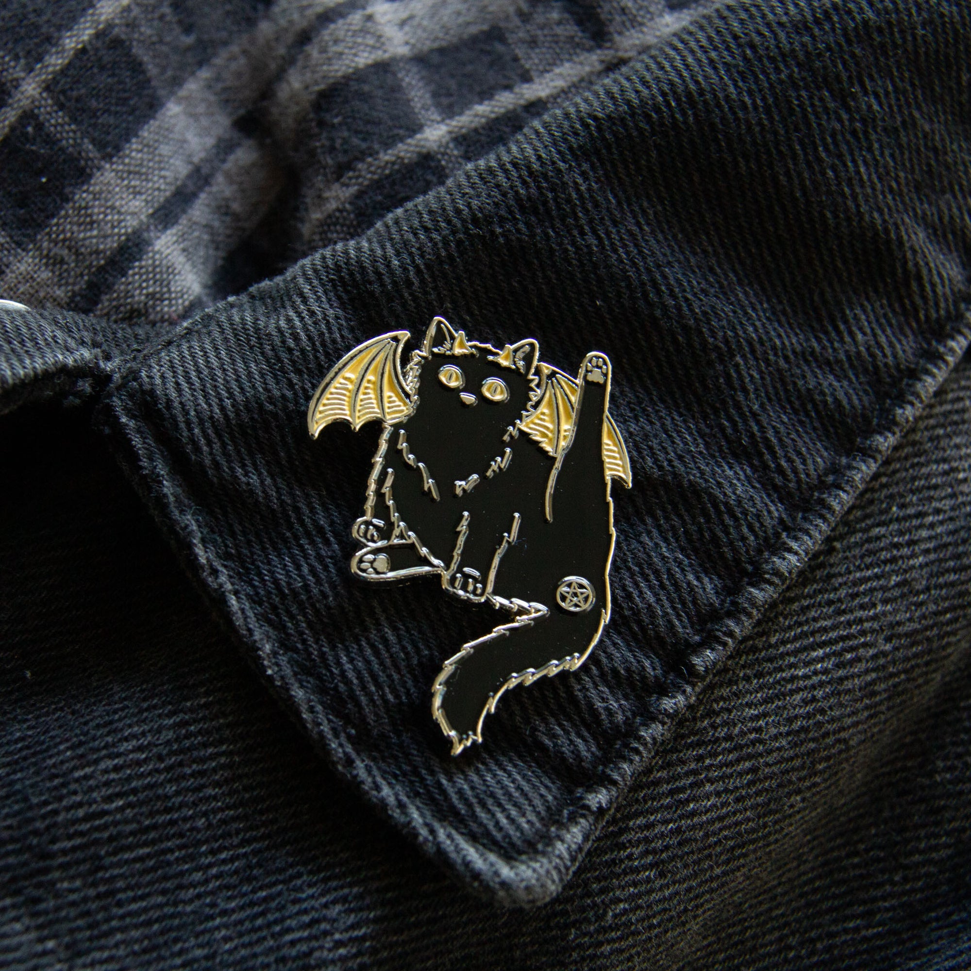 Pentacle Butthole Black Cat Enamel Pin - Ectogasm