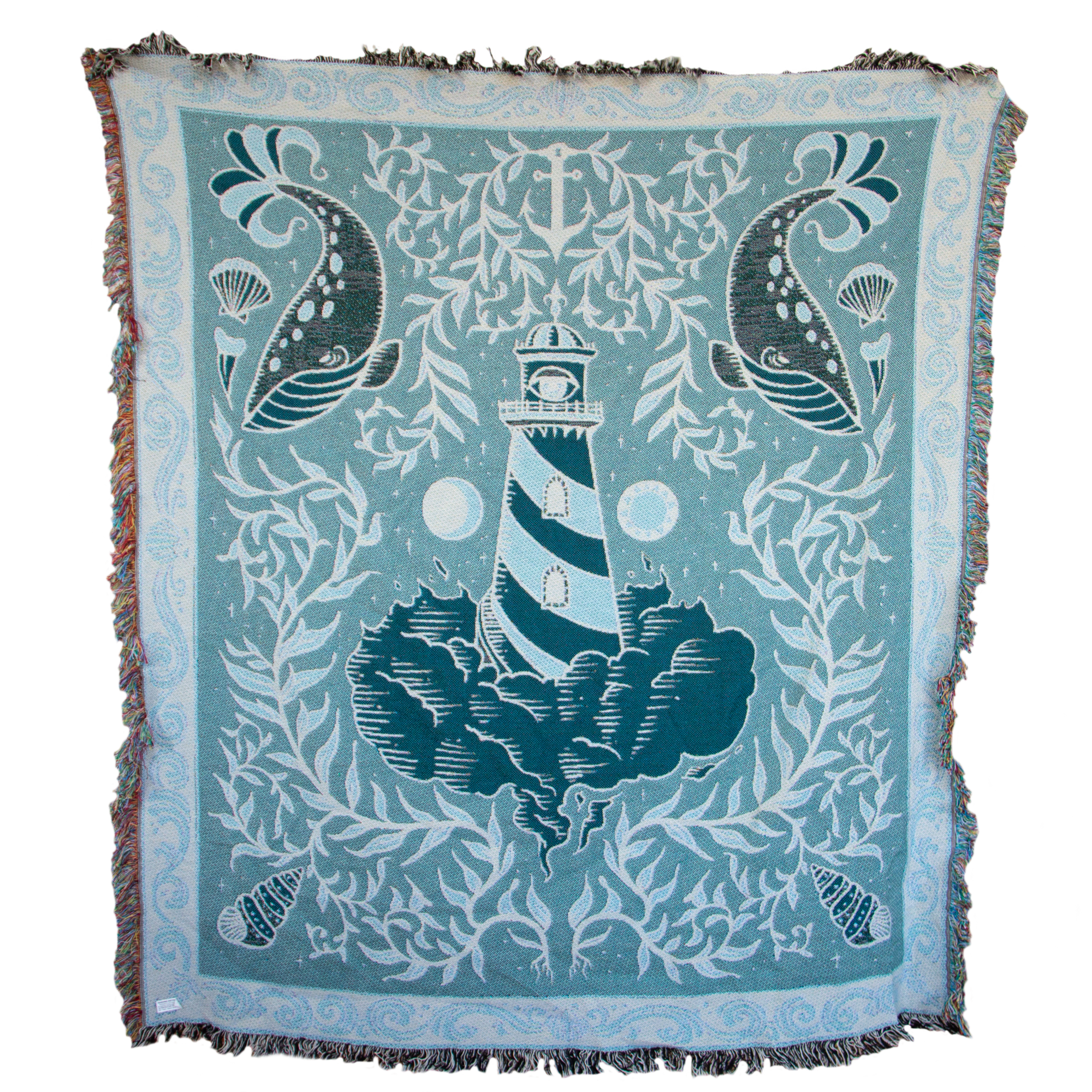 Ectogasm  Lighthouse Woven Tapestry Throw Blanket