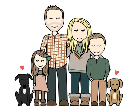 Hand Drawn Family Portrait - best mother's day gift