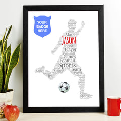 Football word art print gift for men