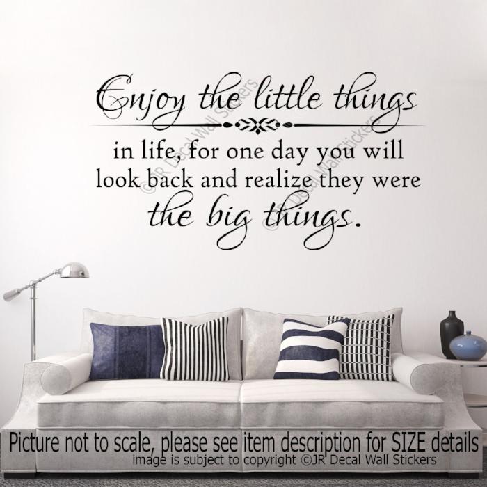 "Enjoy the little things in Life" Quote Motivational Decal vinyl Wall Art Stickers "