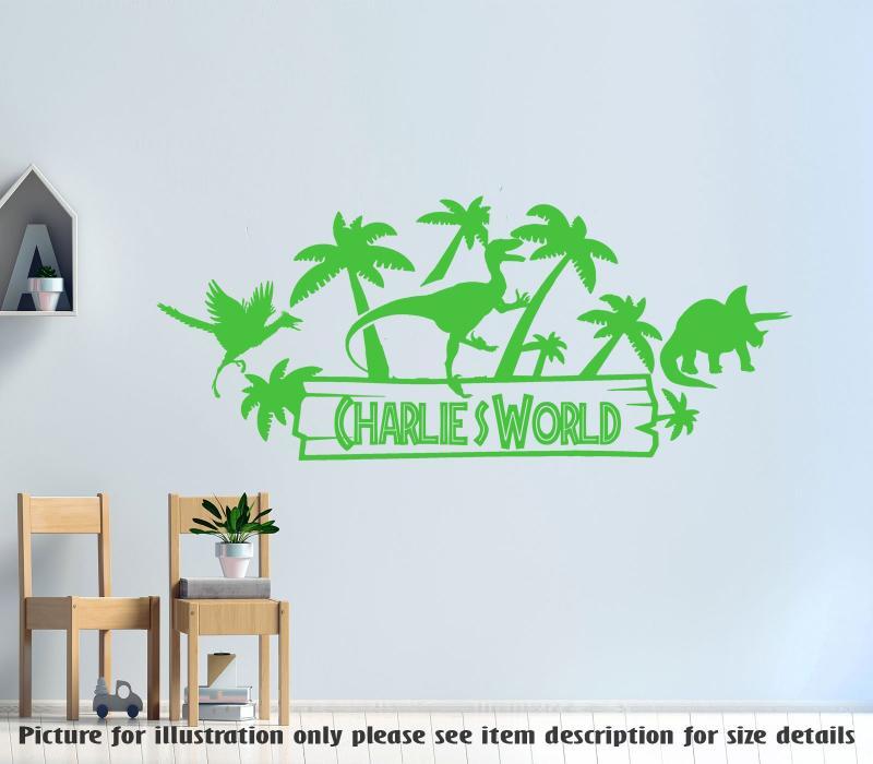 Jurassic World Theme Personalised Name Nursery Vinyl Wall