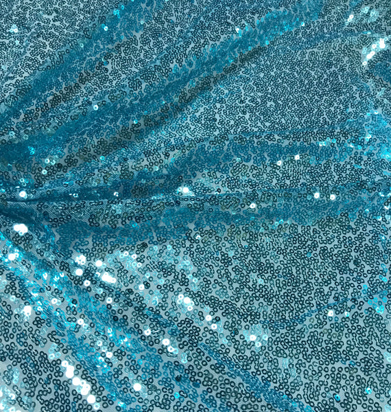 Mermaid Aqua - Sequin Spangle Sewn on Mesh Fabric – Prism Fabrics & Crafts