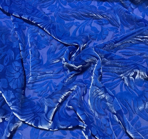 Cornflower Blue Floral - Hand Dyed Burnout Silk Velvet – Prism Fabrics ...