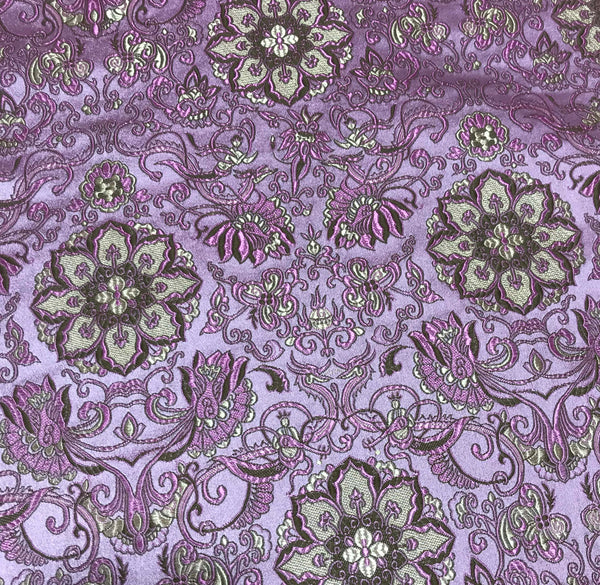 Pink with Mermaids & Medallions - Silk Brocade Fabric – Prism Fabrics ...