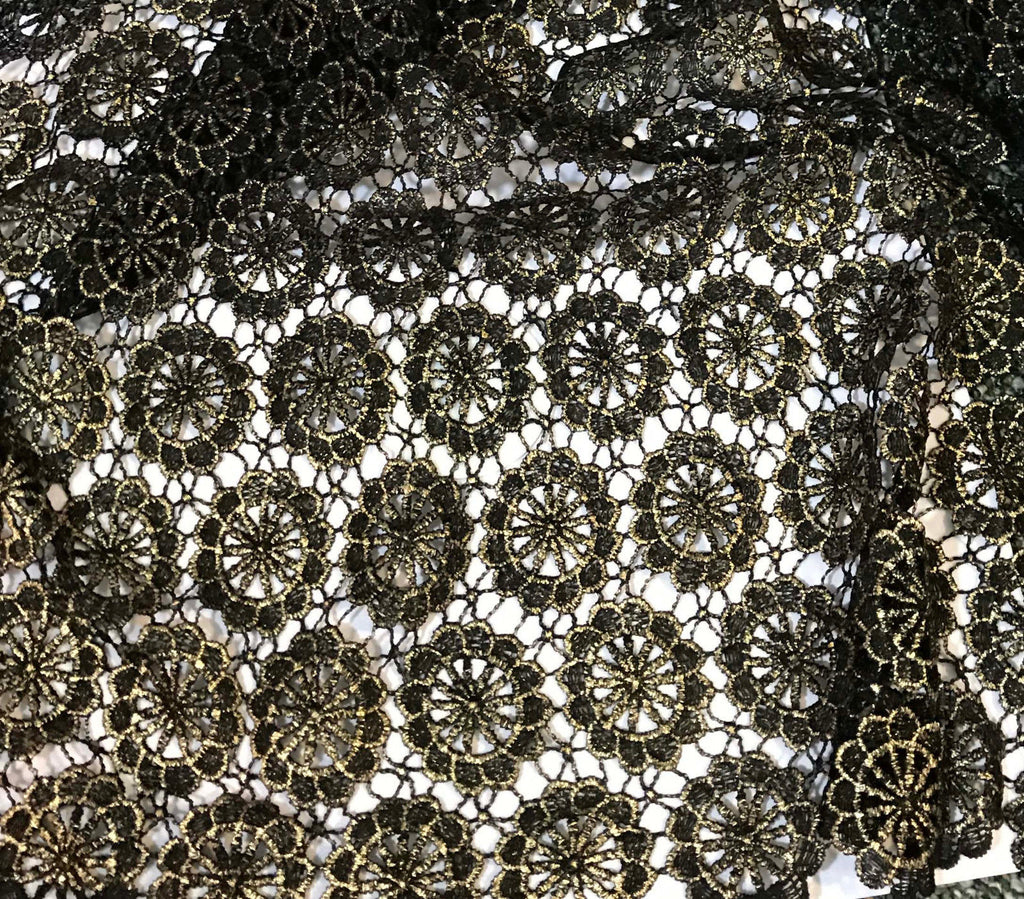 black and gold lace fabric