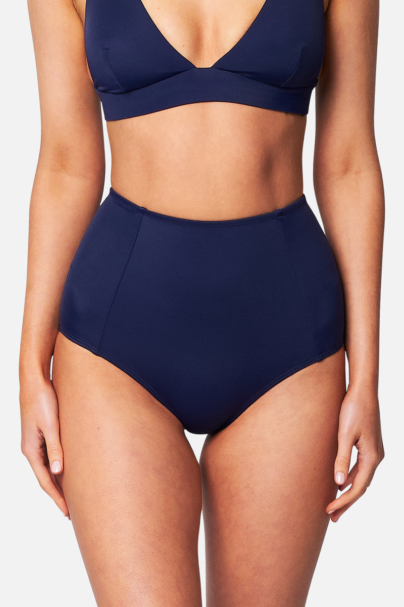 navy high waisted swimsuit