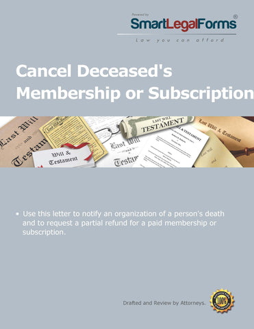 funeral subscription membership deceased cancel directive smartlegalforms