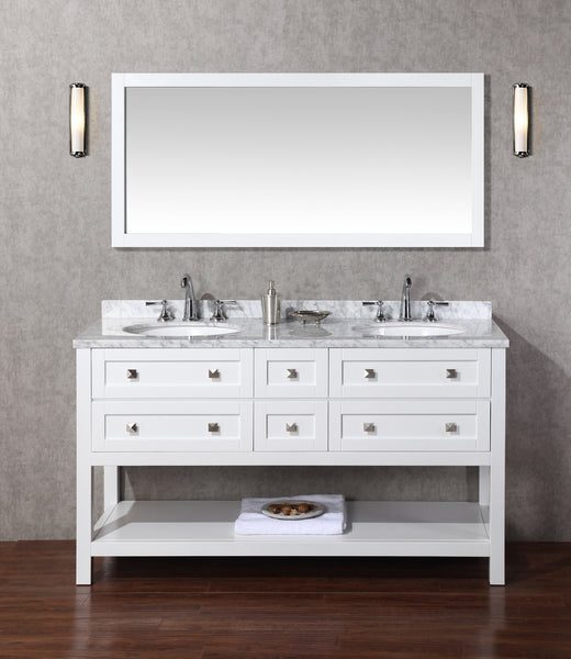 vanity with lighted mirror and storage
