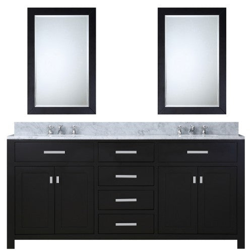 Water Creation Madison 72" Espresso Double Sink Bathroom Vanity With 2 Matching Framed Mirror