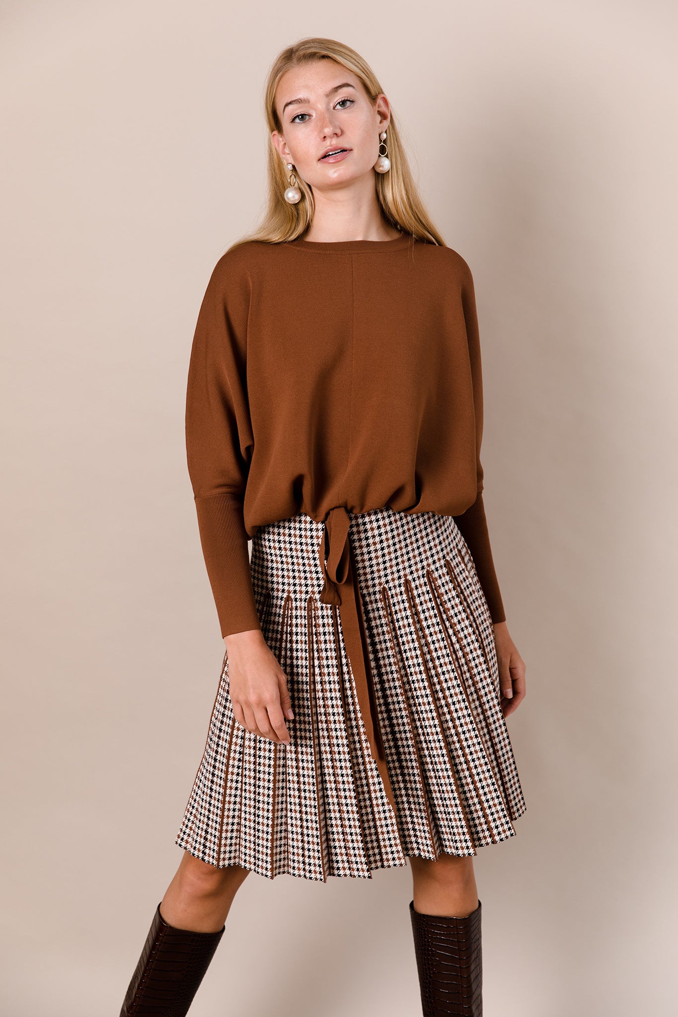 The Infinity Skirt in Caramel Plaid