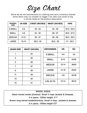 Size Chart – Le Pink Chateau