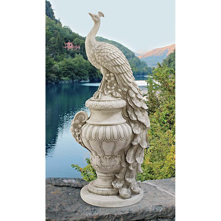 White Peacock Home Garden Statue Sculpture  XoticBrands Home Decor