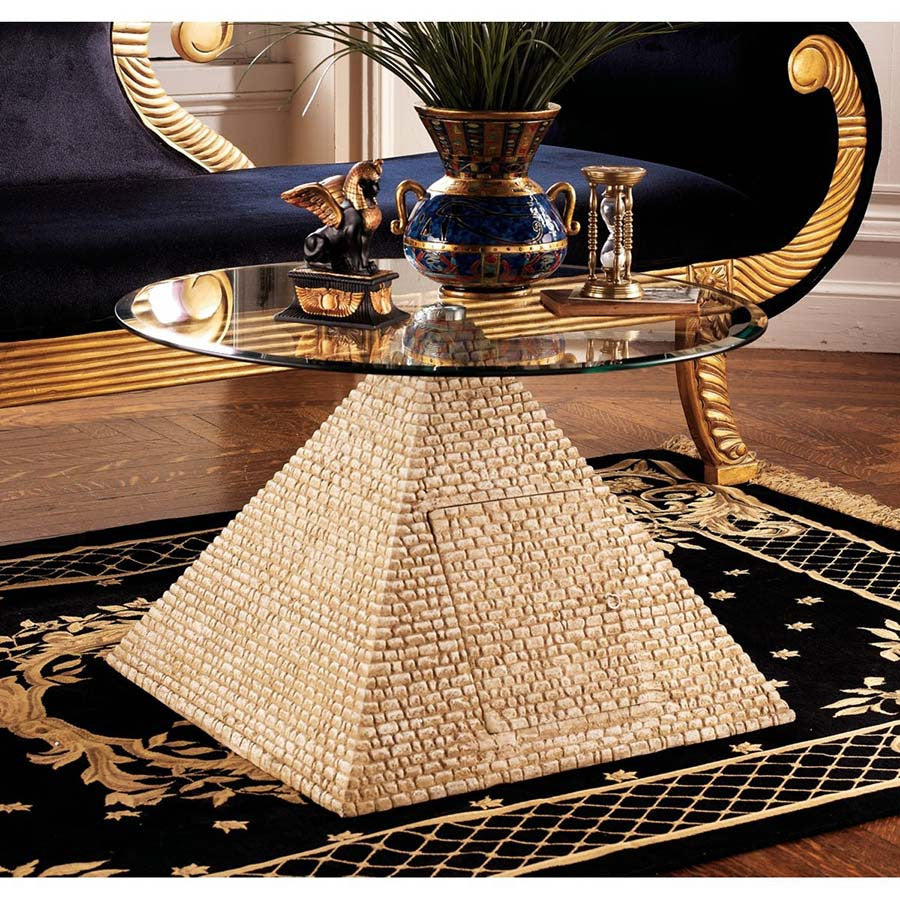 The Great Al Ancient Egyptian Pyramid Of Giza Sculptural Glass-Topped Table