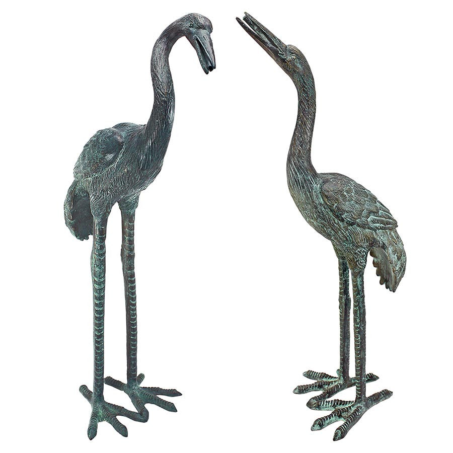 Bronze Cranes Pair Small
