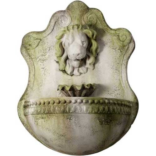 Lion & Shell Wall Fountain Garden Display | XoticBrands Home Decor