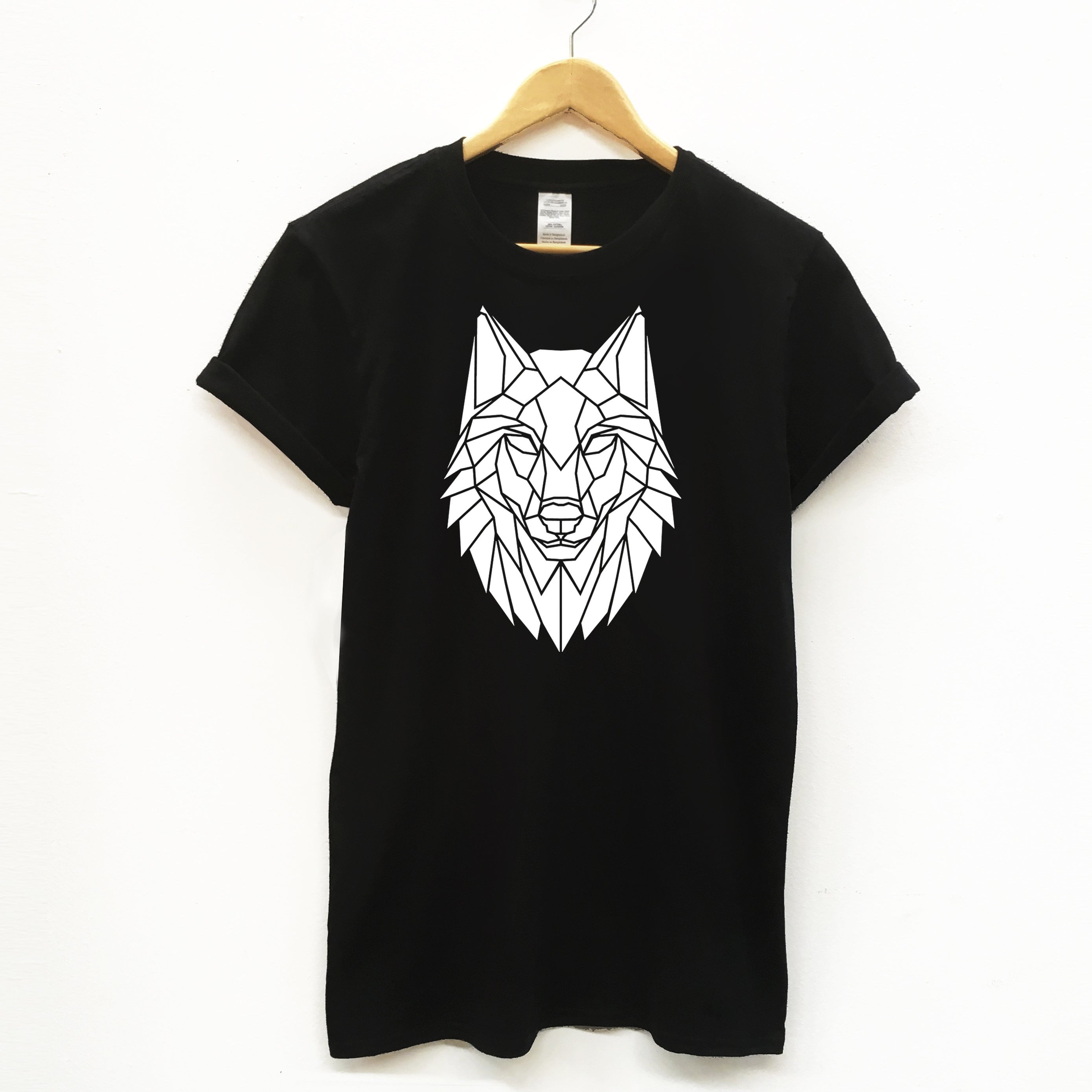 Geometric Wolf Print T-Shirt – Stencilize