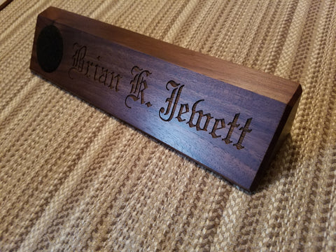 Personalized Angled Wedge Block Military Desk Nameplate With Rank