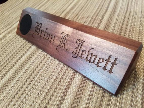 Personalized Angled Wedge Block Military Desk Nameplate With Rank