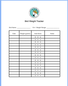 bird weight chart