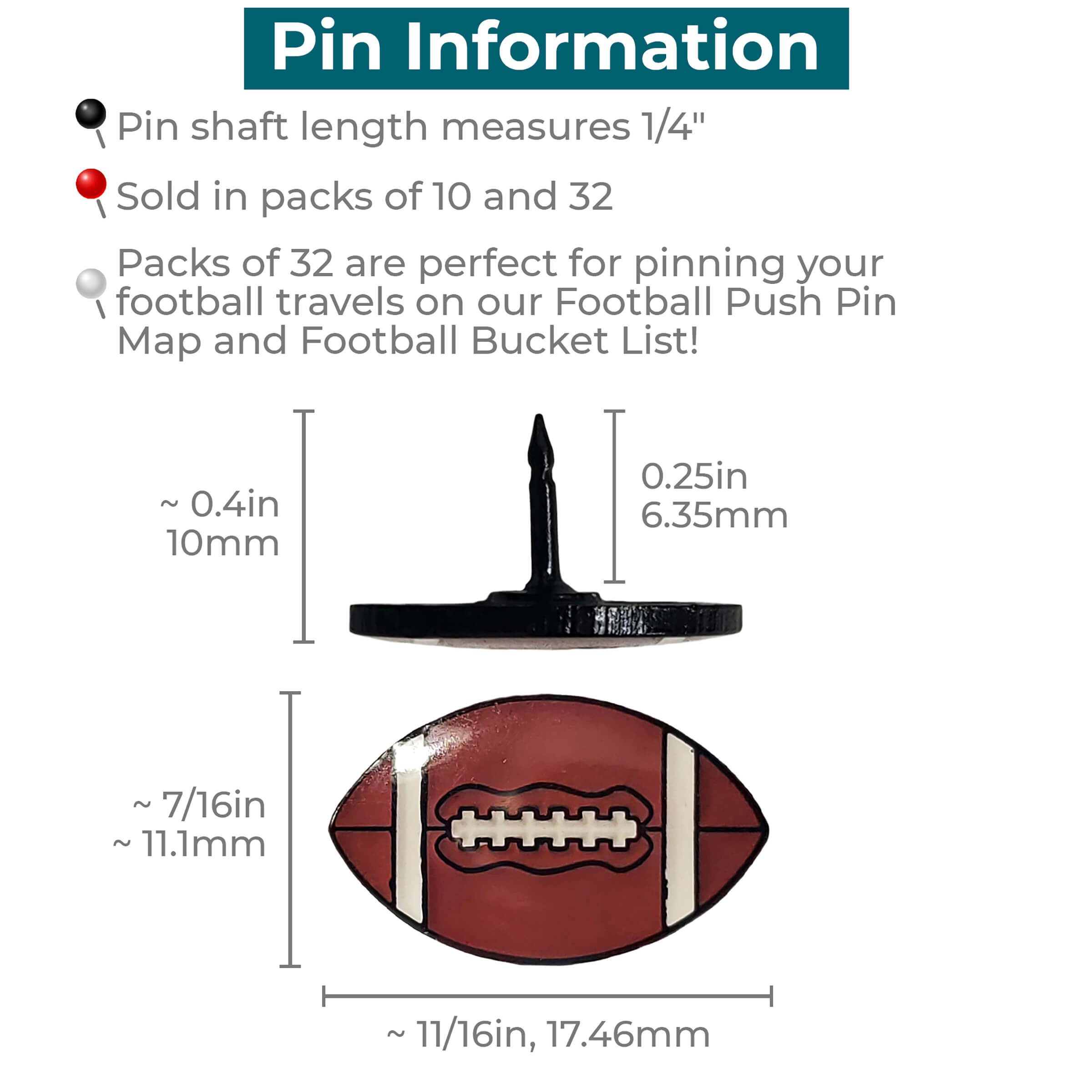 Football Push Pins Metal Push Pins Push Pin Travel Maps