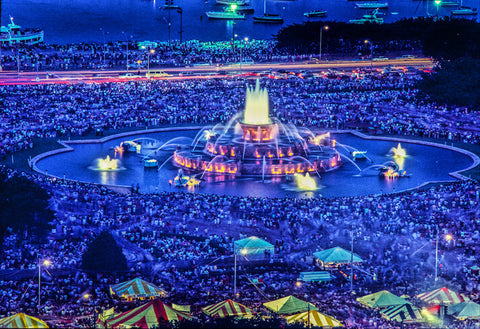 Large "Taste of Chicago" Crowds at Buckingham Fountain, Chicago, IL, USA