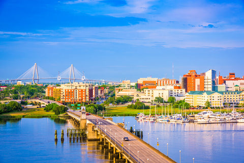 Charleston, SC Skyline over Ashley River, USA