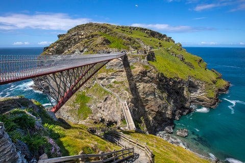 Footbridge at Tintagel Castle in Cornwall, UK 